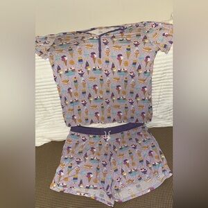 Little Sleepies Colorful Ice Cream Print Bamboo Pajama Set 3X top XXL shorts